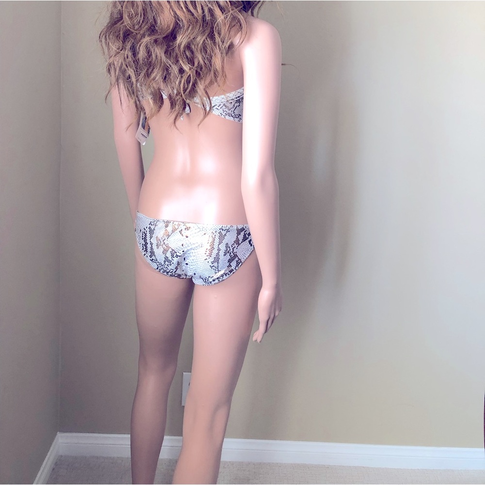 SAUVAGE python small bikini bottom white and bronze